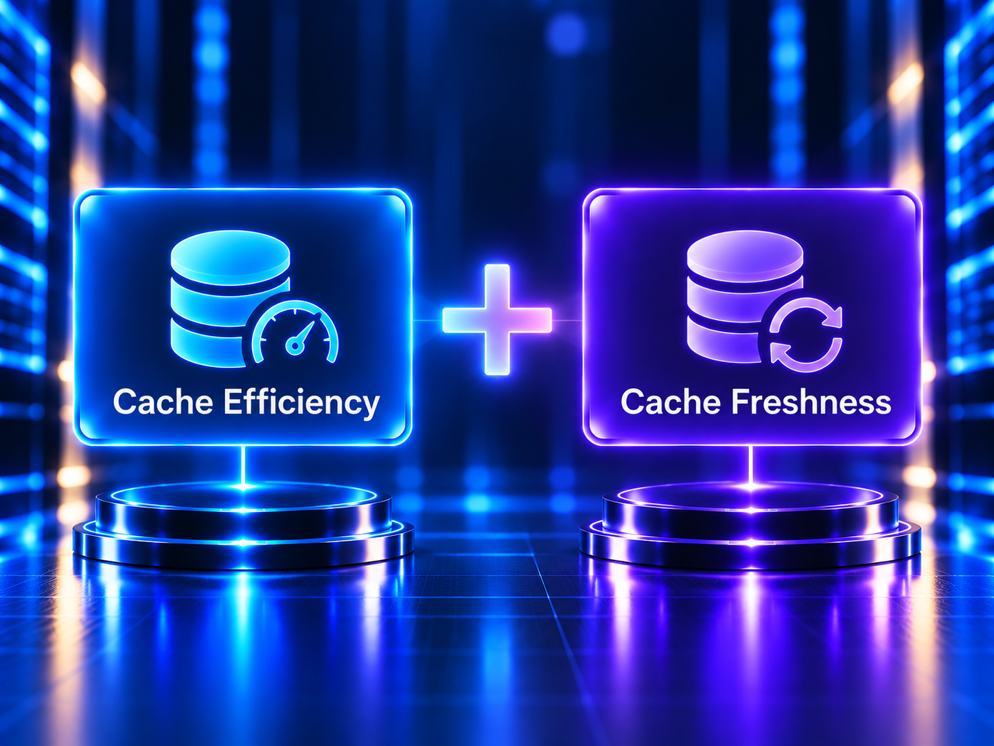 Diagram illustrating the relationship between cache efficiency and cache freshness