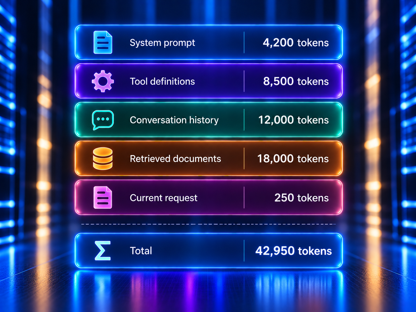 Diagram showing the breakdown of AI token usage by component